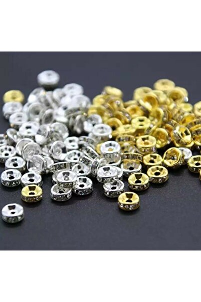 yiğit aksesuar 100 Pieces 8 mm Yellow Silver Two Color Washer Jewelry Making Set