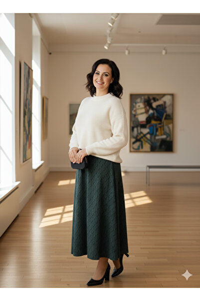 Oppland Жіноча зимова спідниця з частинами, з риб'ячим візерунком, з еластичним поясом, з бавовняною фактурою