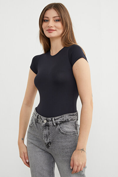 Fulla Moda Basic Crew Neck Snap Body