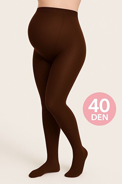 DÜVEN Pregnant Pantyhose Mama Chestnut 40 Den Medium Thick Seasonal Maternity Tights