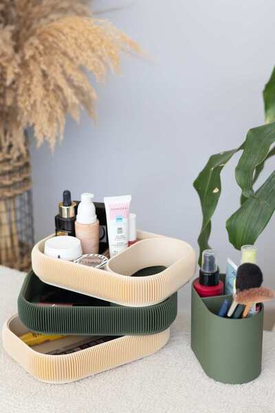 Modello Craft Modern Patterned Makeup and Desktop Organizer – Multi-Compartme...