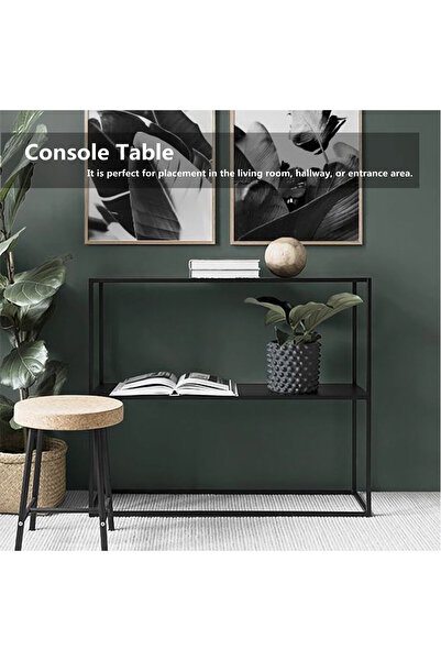Zztcmp Console Table,2 Tier Entryway Table,120 * 25 * 80 CM Sofa Table（Black）