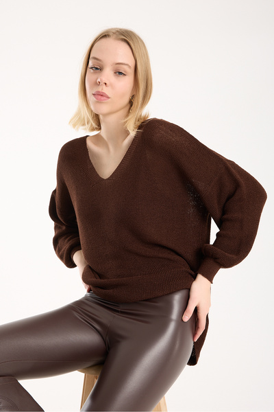 sumoda Yumoş Rope Oversized Women's Sweater Wide Collar