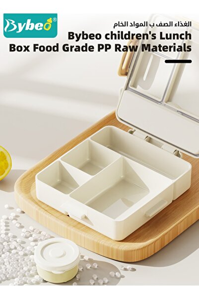 BYBEO Portable Kids Bento Box, Children Lunch Boxs to School, Snack Containers for Travel, 4 Compartments