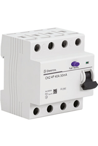 DEERCO 4 Kutuplu Elektronik Kaçak Akım Koruma Rölesi 63 Amper 300 mA (Hafif Hizmet)