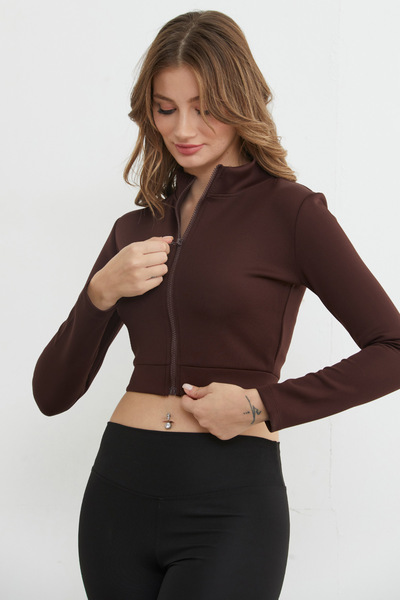 Fulla Moda Mock Neck Zippered Diving Fabric Sports Jacket