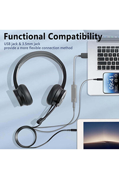 M.A&F's M.A&F USB Wired Over-Ear Headset with ENC Microphone