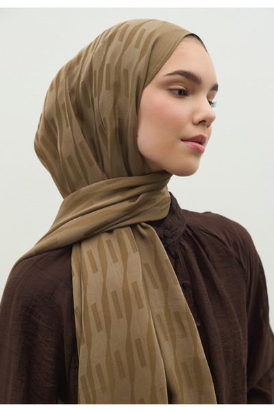 Freshscarfs Nara Cotton Floş Jacquard Shawl Toprak