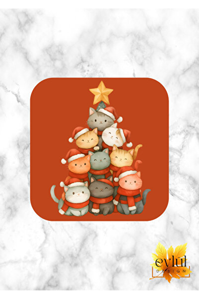 Eylül Design New Year Themed Fun Special Design Printed Mdf Square Coaster New Year Gift