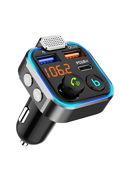 SELLIUM Bluetooth FM Car Modulator 18W, Fast Charging, Battery Voltage Display, LED Lights, Call But