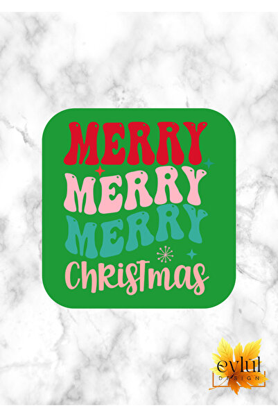 Eylül Design New Year's Themed Merry Christmas Fun Special Design Printed Mdf Square Coaster New Year's Gift