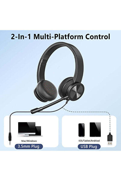 M.A&F's M.A&F USB Wired Over-Ear Headset with ENC Microphone