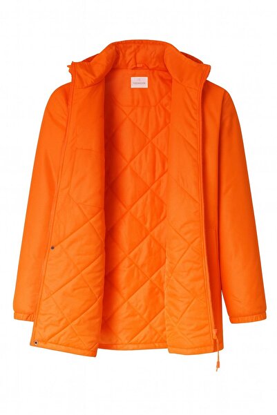 Çamdalı İş Elbiseleri Αδιάβροχο εισαγόμενο επαγγελματικό παλτό νέον πορτοκαλί 5 τσέπες Ka με κουκούλα με εφέ