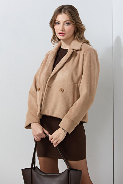 Fulla Moda Μαλακό καστελάκι με διπλό πέτο γιακά με τσέπες