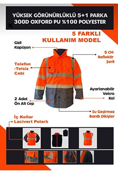MaySafe Local 5+1 Reflective Winter Coat Parka with Removable Inner Layer Local Coat Worker's Coat Engineer's Coat