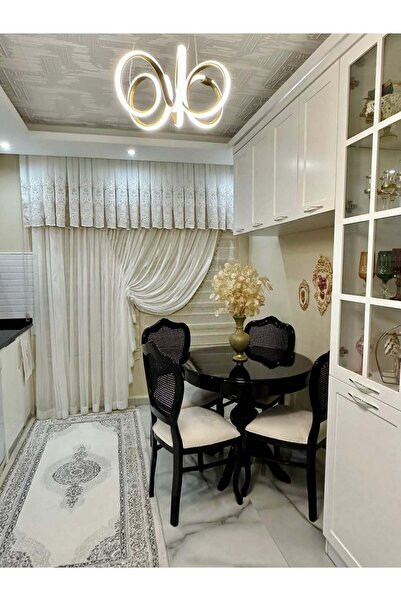 Meser Mobilya Ezine Parlak Siyah Yuvarlak Katlanır Mutfak Masası / Urla Hazer...