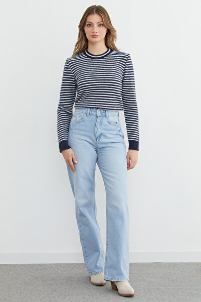 Fulla Moda Striped Bearded Sweater