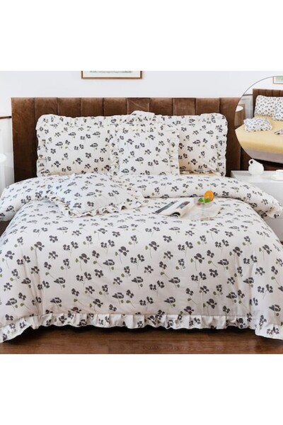 Casa de Vis Double bedding set, satin cotton, 180 x 200 cm, 6 pieces, fitted, multicolor, Casa de Vis, VOL-032