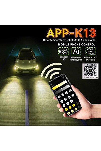 FORTİCO H11 Led Zenon Telefondan Bluetooth İle App Kontrolü 2700k-6500k Renk Değişimi2W-80W 25.00lümenvrpro