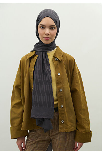 Freshscarfs Nara Cotton Flower Jacquard Shawl Smoked