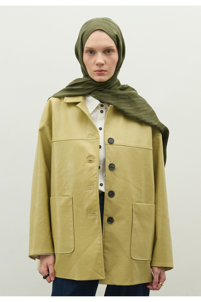 Freshscarfs Nara Cotton Flower Jacquard Shawl Military Khaki