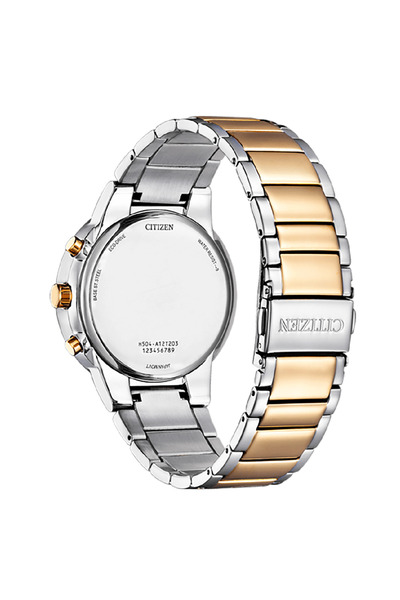 Citizen Eco-Drive Chronograph AT2244-84X Green Dial Two-Tone Stainless Steel Men's Watch