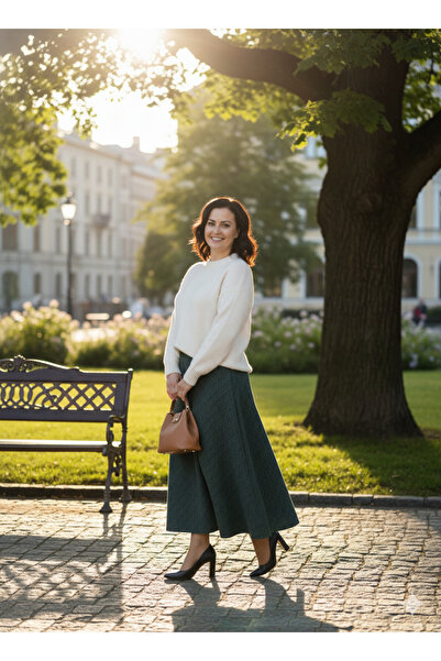 Oppland Жіноча зимова спідниця з частинами, з риб'ячим візерунком, з еластичним поясом, з бавовняною фактурою