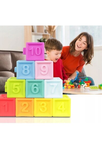 PROCART Children's sensory cubes, soft silicone, multicolor, 5.3 x 6.5 cm, set of 10 pieces