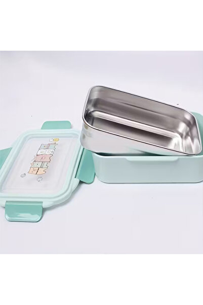 EHOME Cartoon Lunch Box Stainless Steel Double Layer Food Container Portable Kids Picnic School Bento