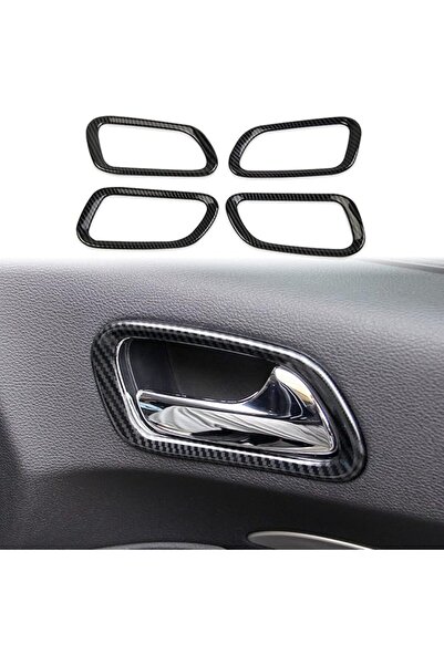 crosselec غطاء لوحة مقبض الباب الداخلي من ألياف الكربون لسيارة دودج دورانجو 2...