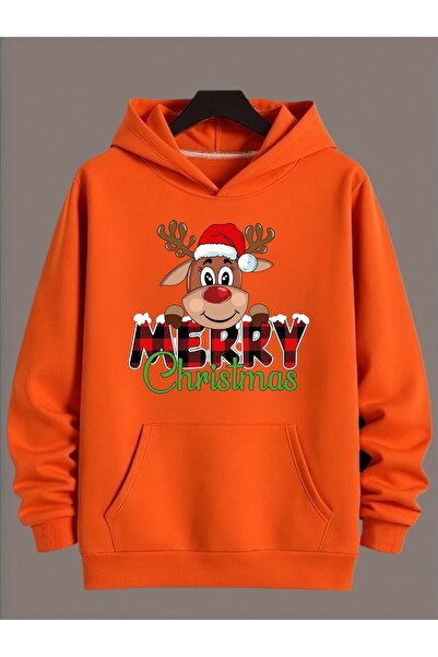 ArtYus Unisex Long Sleeve Transfer Merry Christmas Deer B Printed Plus Size Crew Neck Sweatshirt