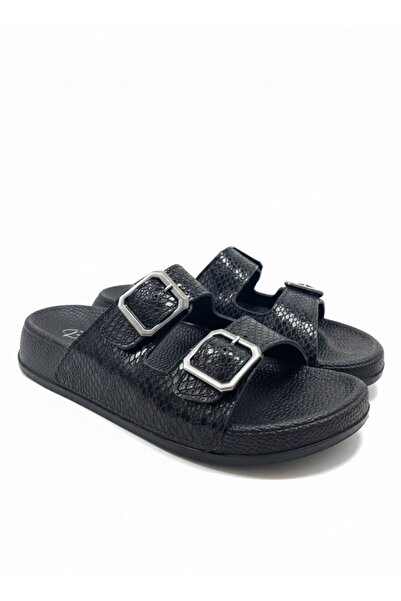 Aldina Nucci Pieenn Women's Silvery Double Buckle Orthopedic Comfort Sole Slippers