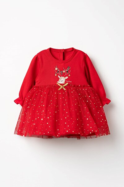 Banamio Melinda Geyik Embroidered Star Foil Printed New Year's Dress