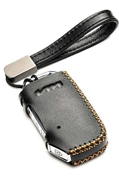 Vitodeco Genuine Leather Smart Key Fob Case for KIA (4-Button, Black)
