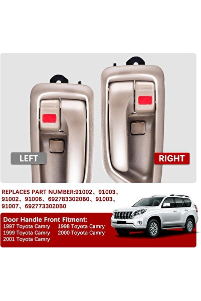 Generic FAERSI 2 Pcs Interior Door Handle Front & Rear Replacement for 1997-2001 Toyota Camry Beige/Tan