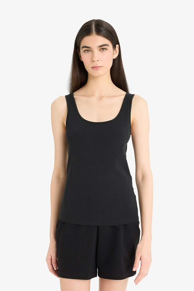 DeFacto R9041Azbk81 Black Regular Fit Cotton Undershirt