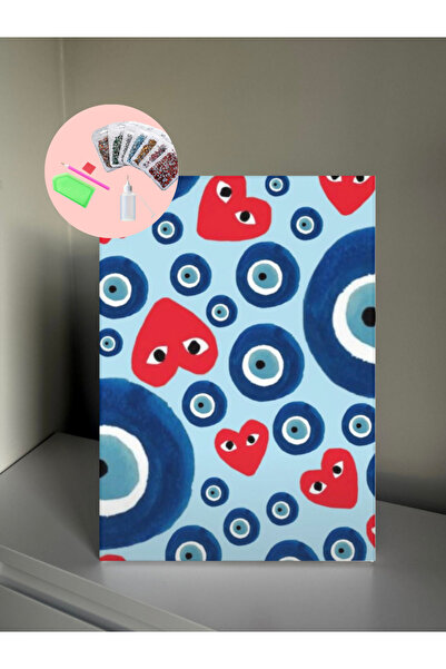 YADA Kalpli Nazar - Rhinestone Kit, Diamond painting, Kristal Taş Yapıştırma 25x35 Kanvas