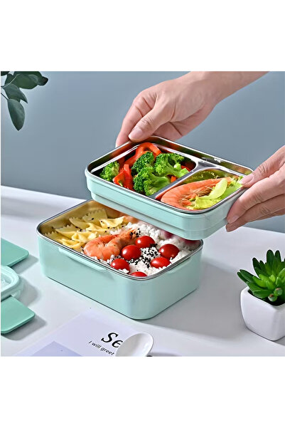 EHOME Cartoon Lunch Box Stainless Steel Double Layer Food Container Portable Kids Picnic School Bento