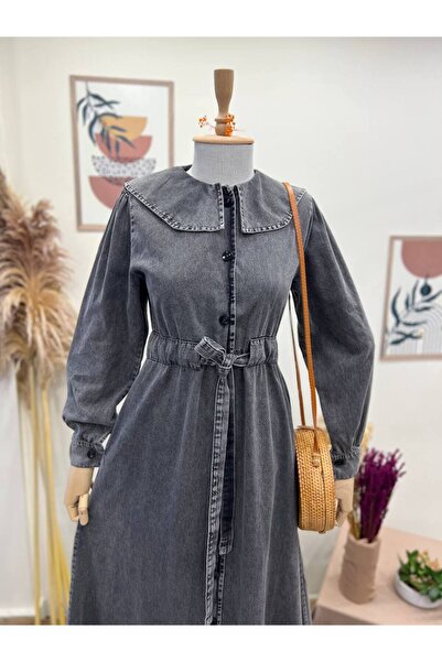 NevaMar Baby Collar Long Denim Dress