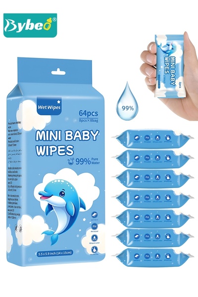 BYBEO Baby Wipes, 99% Pure Water Wipes, Alcohol and Paraben Free, Ultra Soft & Gentle Wet Wipes for Sensit