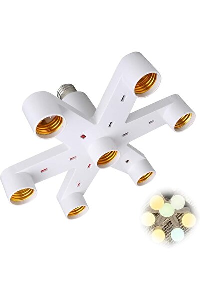 AZONEE حامل مصباح E27 7 في 1، محول مقبس مقسم المصباح (أبيض)