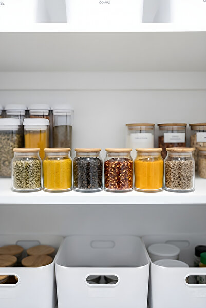 ZURİ DESİGN 6-Piece 275 Cc Glass Jar Set – Vacuum Bamboo Jar Set