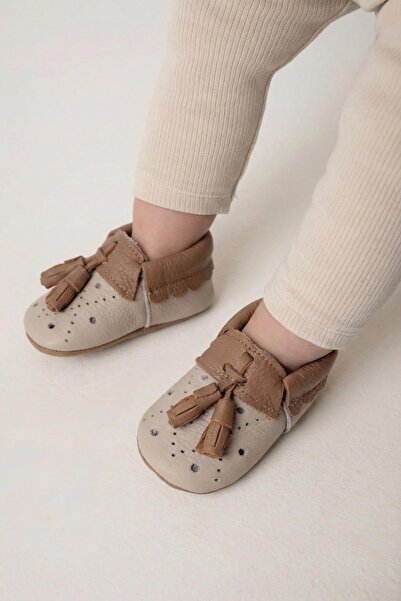 Cigit Leather Baby Shoes Size 17-21 Grey-Brown