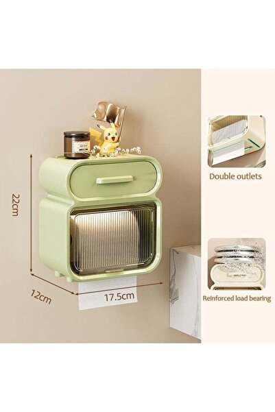 Arabest حامل علبة مناديل شفاف مثبت على الحائط، للحمامات، سعة كبيرة مزدوجة مع درج