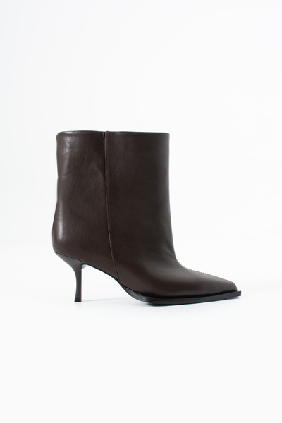 Eataly Shoes Acıkahve Cilt Hakiki Deri Sivri Burun Dikişli Kadın Bot