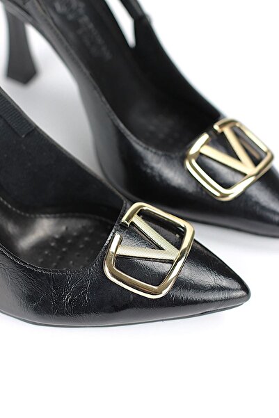 Gökhan Talay Melina Flexible Soft Non-Slip Sole (10 cm) Black Patent Leather Open Elastic V Buckle Women's Ball Shoes