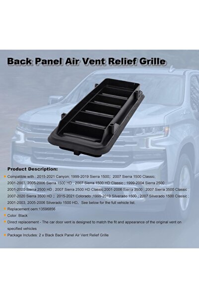 Generic NHILES Back Panel Air Vent Relief Grille for Colorado/Silverado/Sierra (2 Pack)