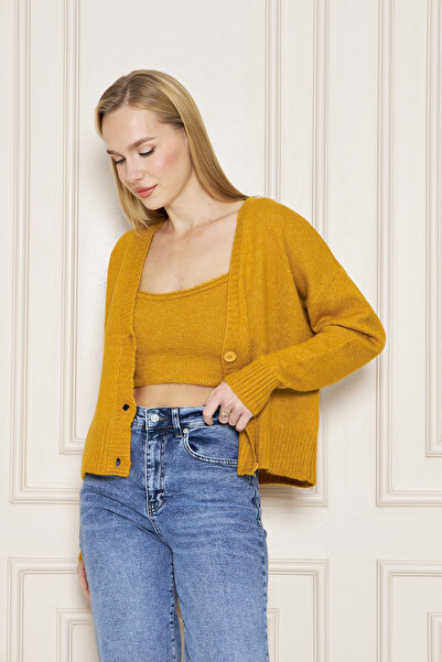 GND Women's Strap Tank-Cardigan 2-Piece Knitwear Set