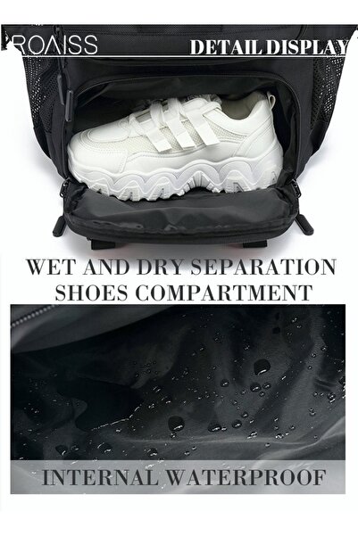 ROAISS Unisex 60L Waterproof Hiking Backpack Large Capacity Expandable Luggage Bag with Independent Shoes C