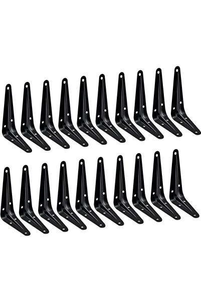 ELECDON 4 x 3 Inch Heavy Duty Black Metal Shelf Brackets, 20-Pack